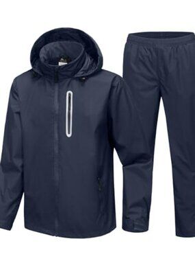 Waterproof Golf Rain Suit Men's 2-Piece Jacket & Pants Windbreaker with Hood